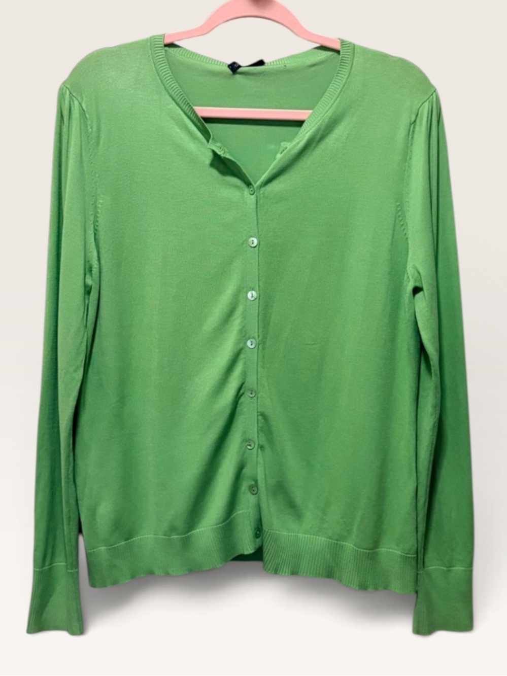 August Silk 35% Silk Green Button Front Cardigan XL